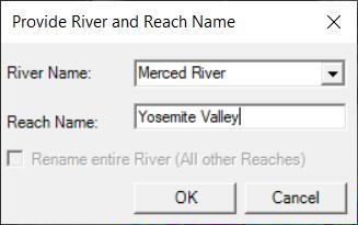重命名河段（Provide River and Reach Name）