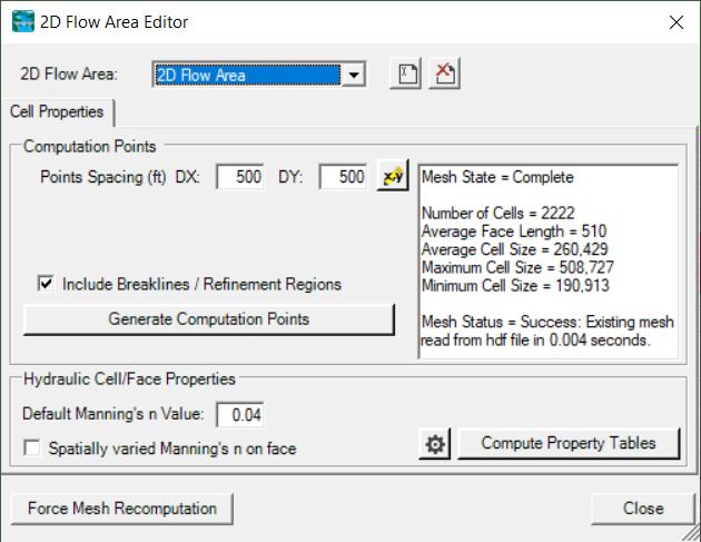 2D Flow Area Editor